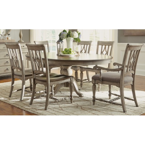 PLYMOUTH PEDESTAL TABLE & 6 CHAIRS